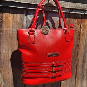 Red Versace 19V69 Italia Faux Leather Purse